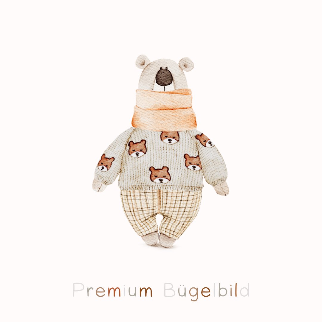 Eigenproduktion Bügelbild Christmas Collection "Winterbär" - Würfel & Mütze