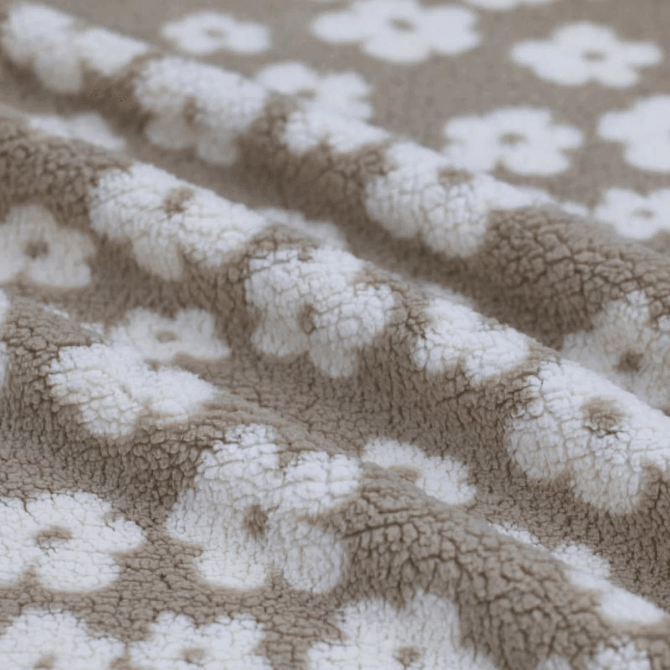 Teddystoff Blumen Taupe - Würfel & Mütze