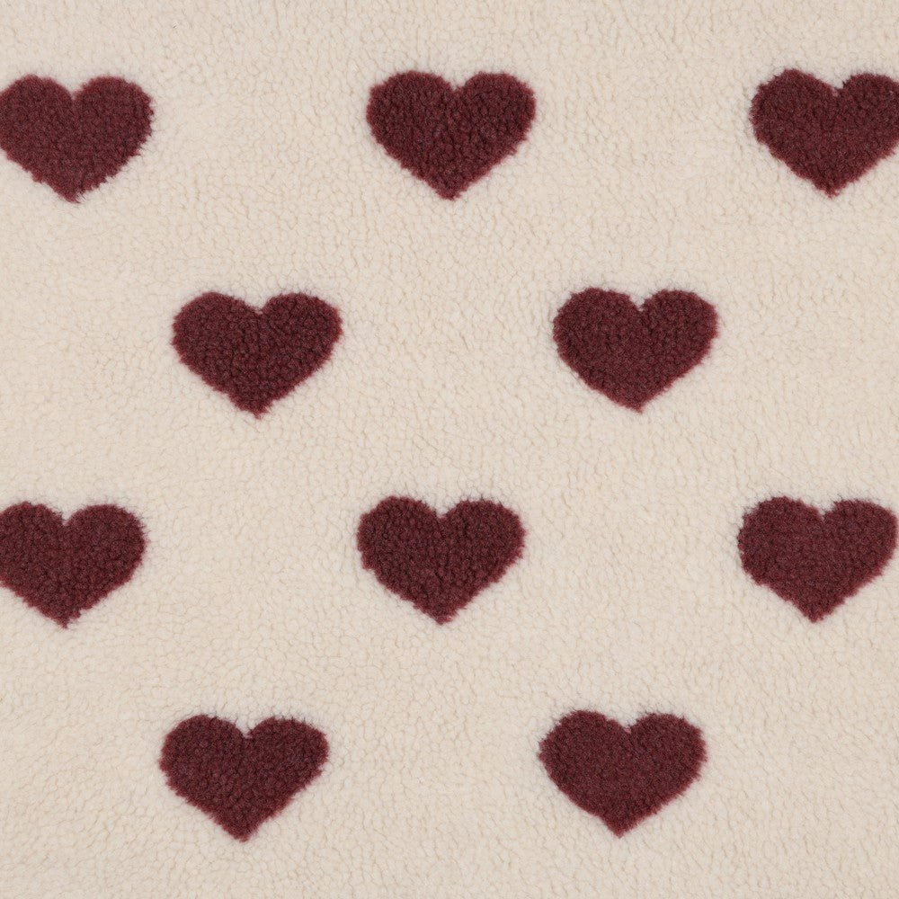 Teddystoff "Hearts" Rouge - Würfel & Mütze