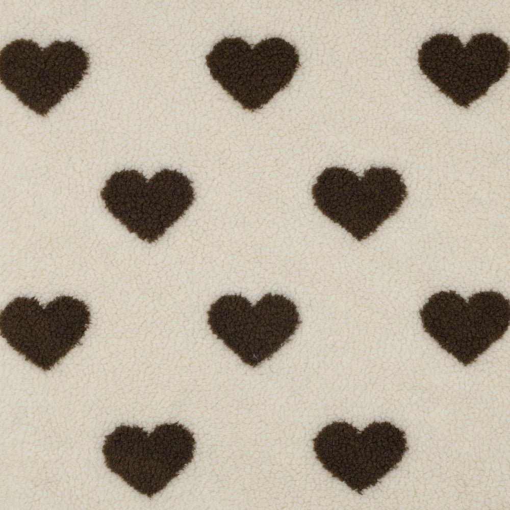 Teddystoff "Hearts" Taupe - Würfel & Mütze
