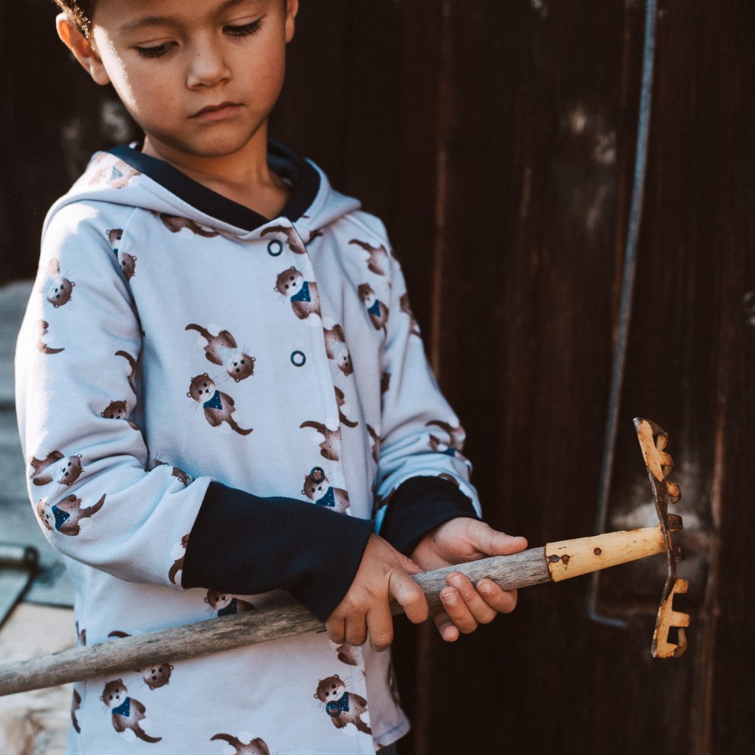 Vorbestellung Eigenproduktion Bio French Terry Herbert Otter Taupe - Würfel & Mütze