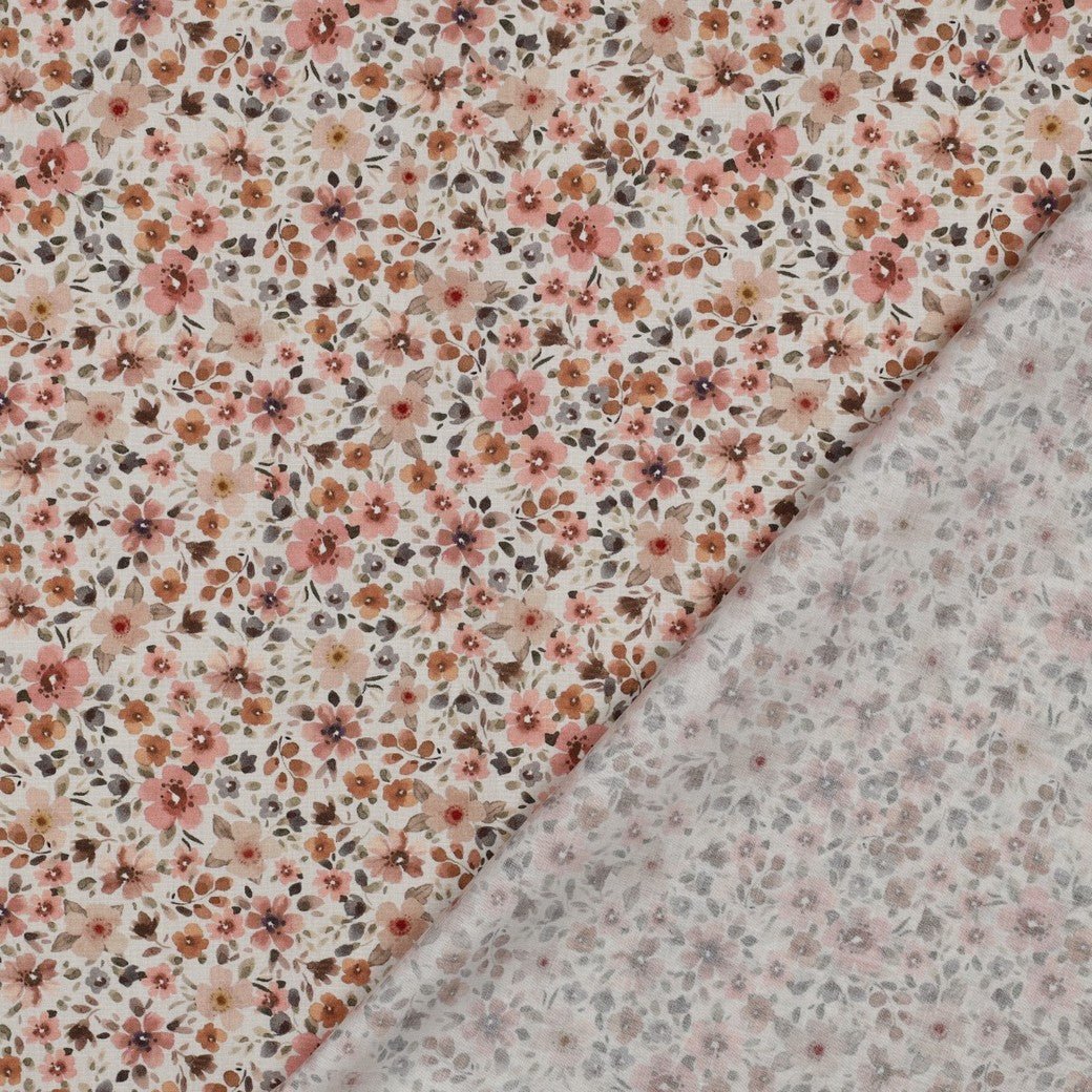Popeline - Fine Flowers Peach - Würfel & Mütze