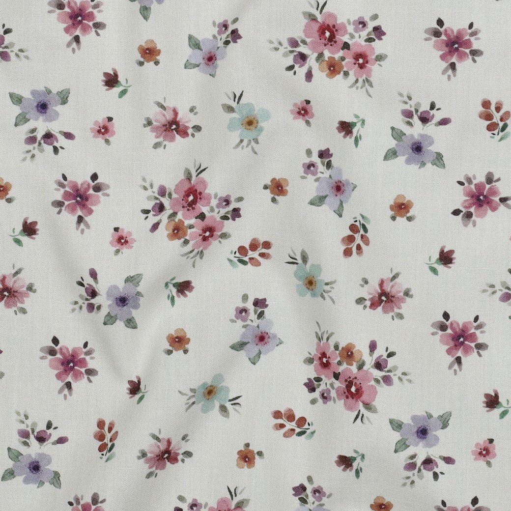 Popeline - Mini Flowers White - Würfel & Mütze