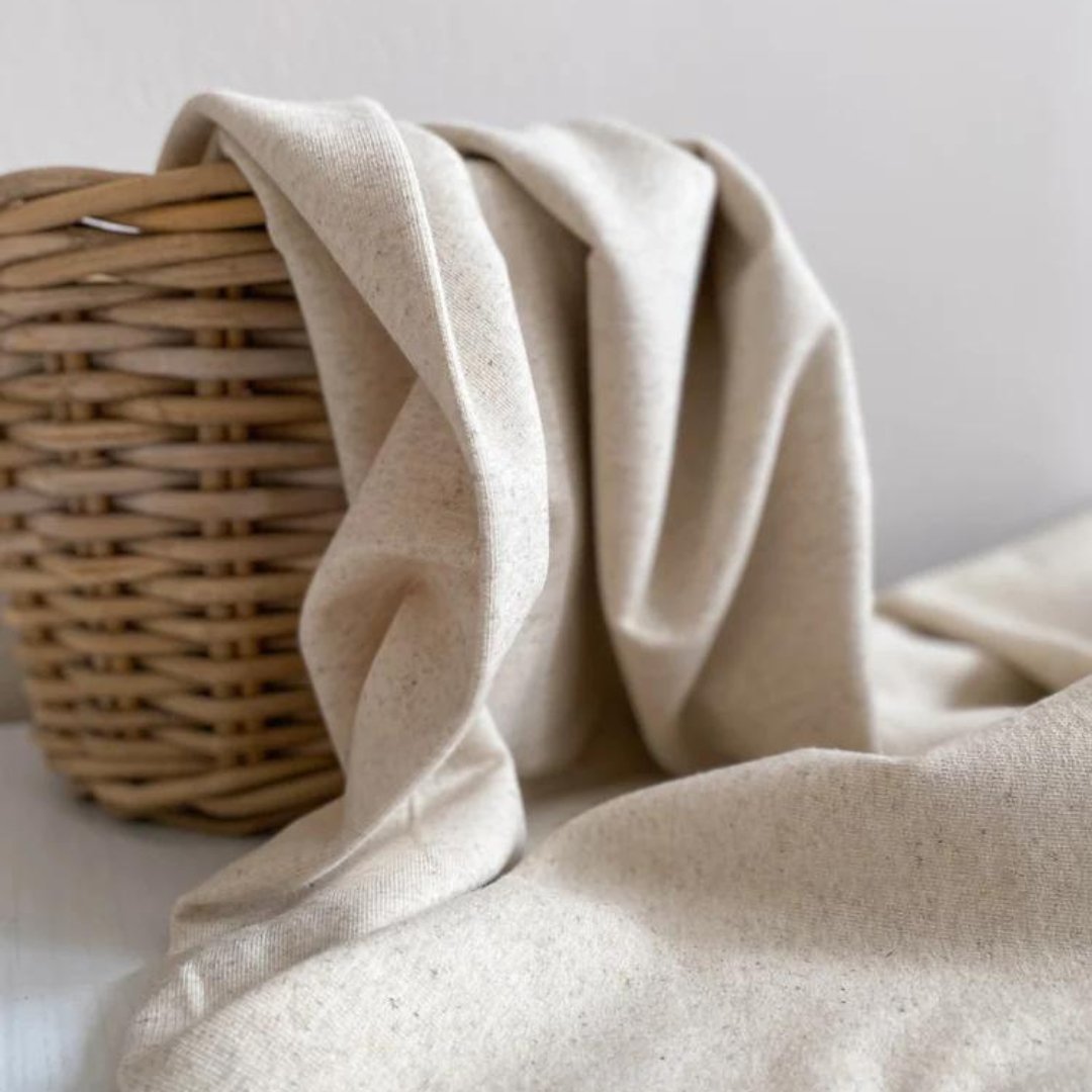 Baumwoll-Leinen French Terry Natur - Würfel & Mütze