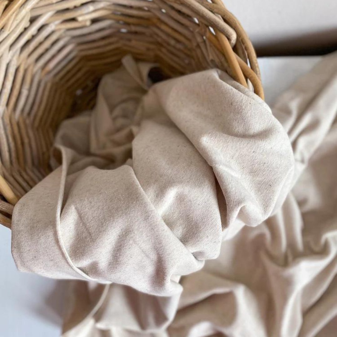 Baumwoll-Leinen Jersey Natur - Würfel & Mütze