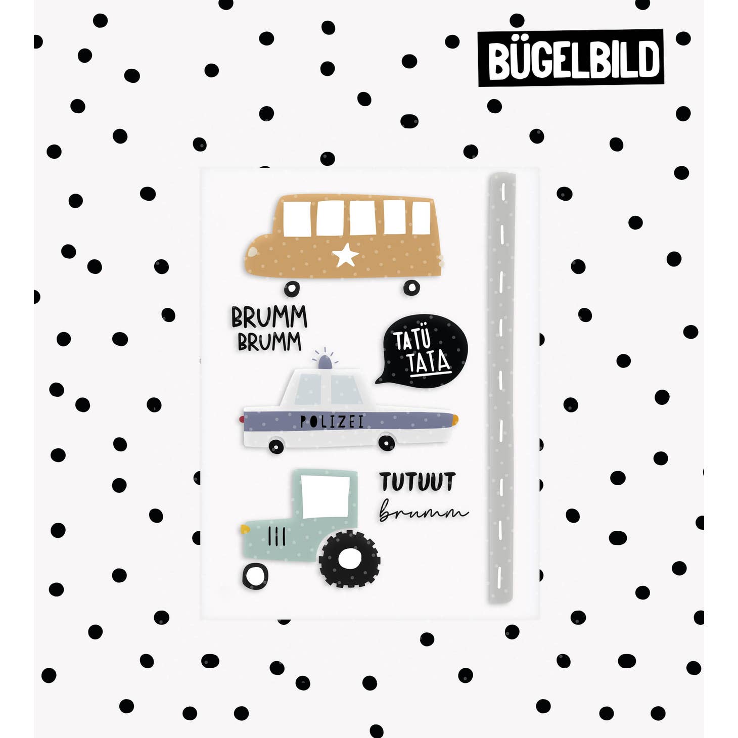 Bügelbild - Tut tut Fahrzeuge - A6 - Würfel & Mütze