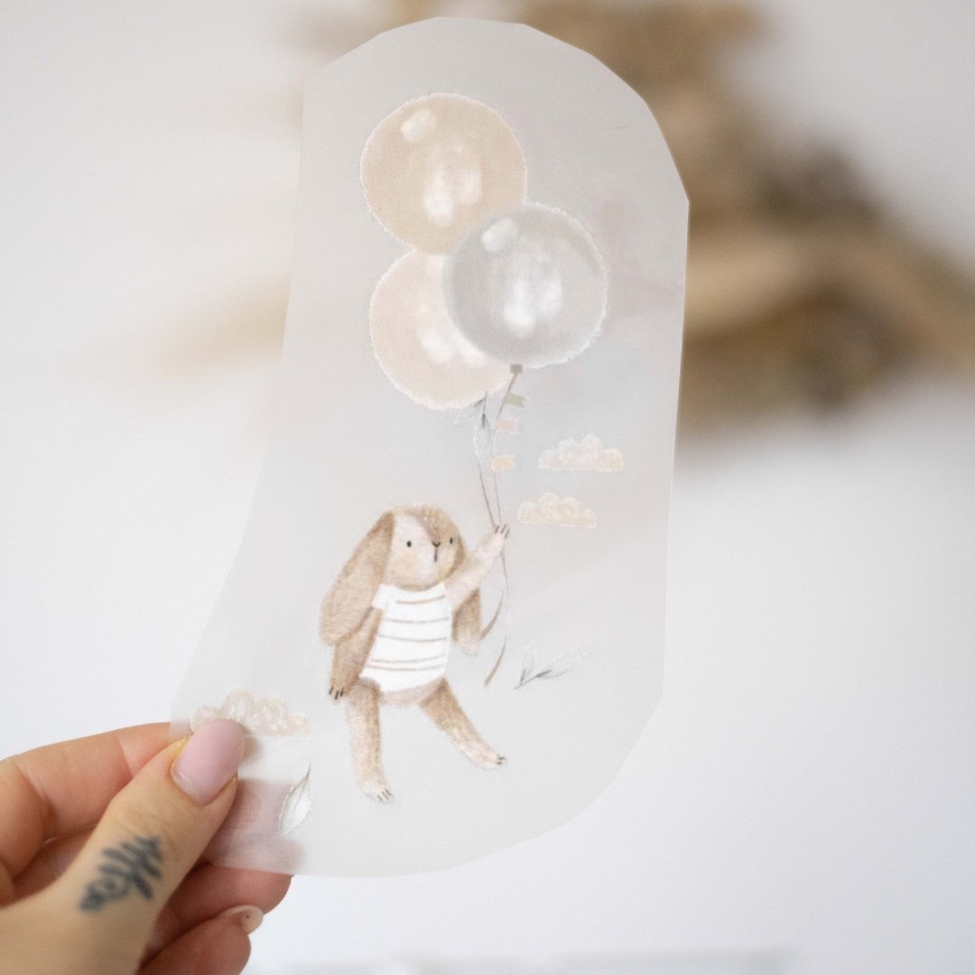 Eigenproduktion Bügelbild "Hase“ - Würfel & Mütze