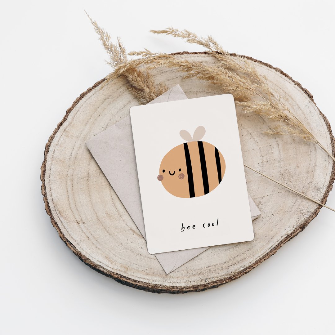 Eigenproduktion Postkarte "Be cool" - Würfel & Mütze