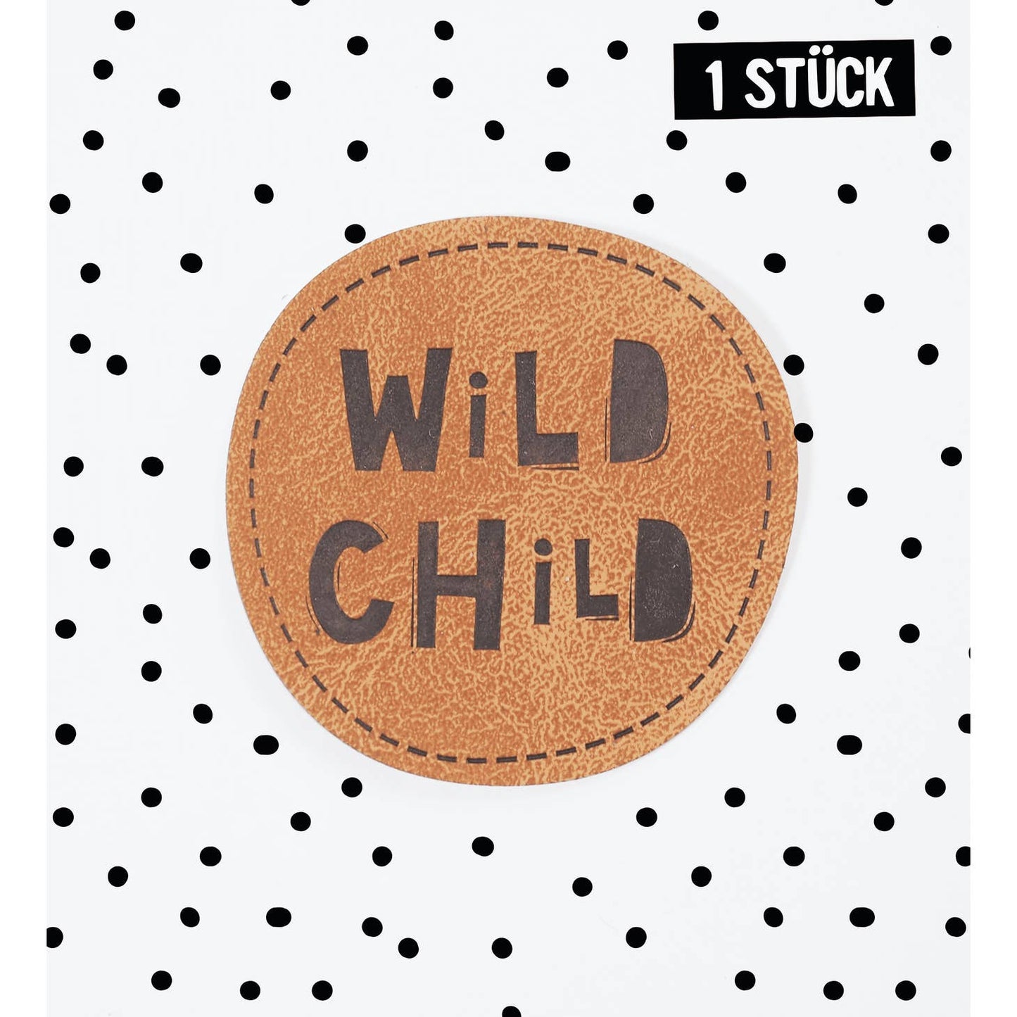 Kunstlederlabel - Wild Child *Iron-On* - Würfel & Mütze