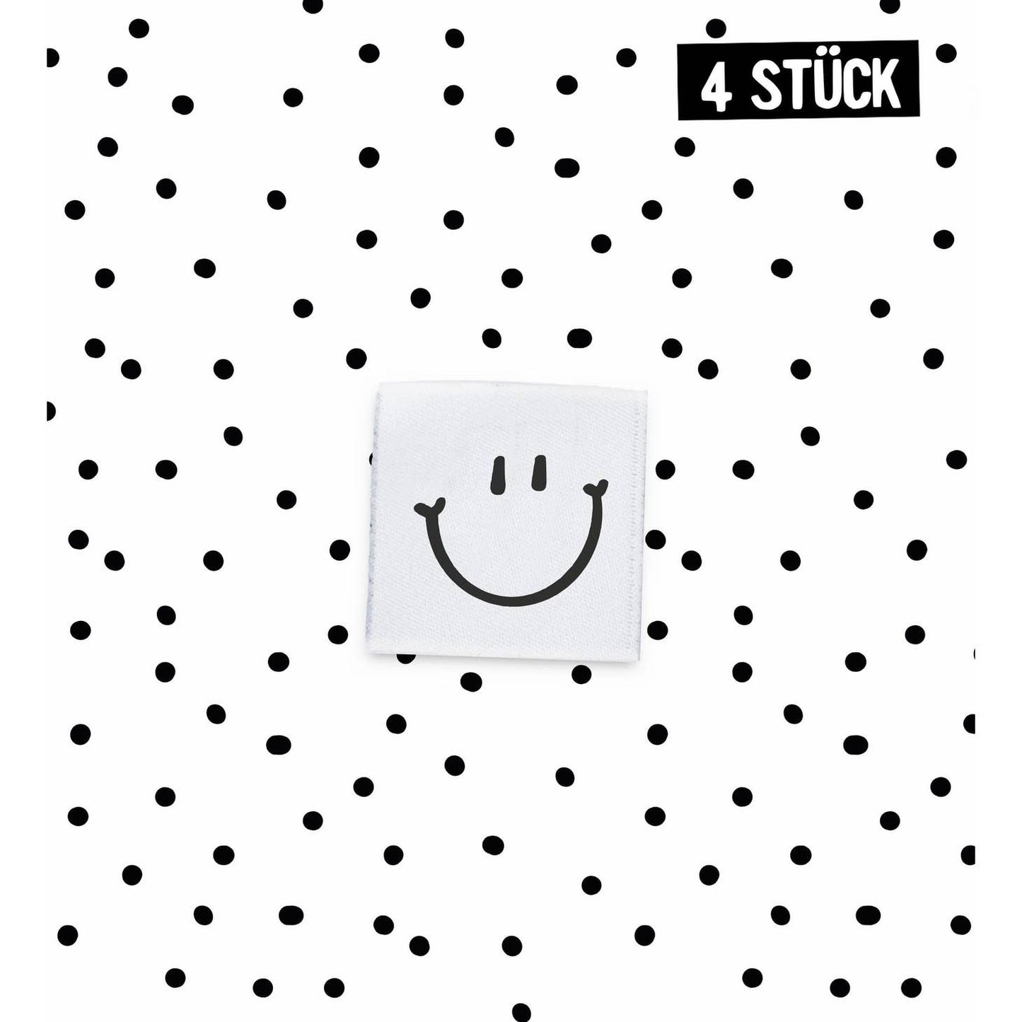 Mini-Weblabel *Smile* - 4er Pack - Würfel & Mütze