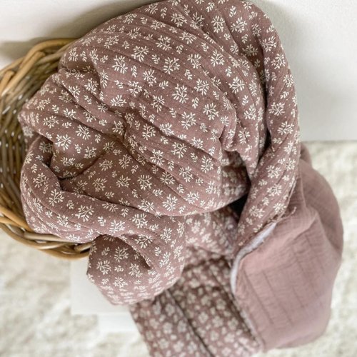 Quilted Musselin Zweige Dusty Lila - Würfel & Mütze