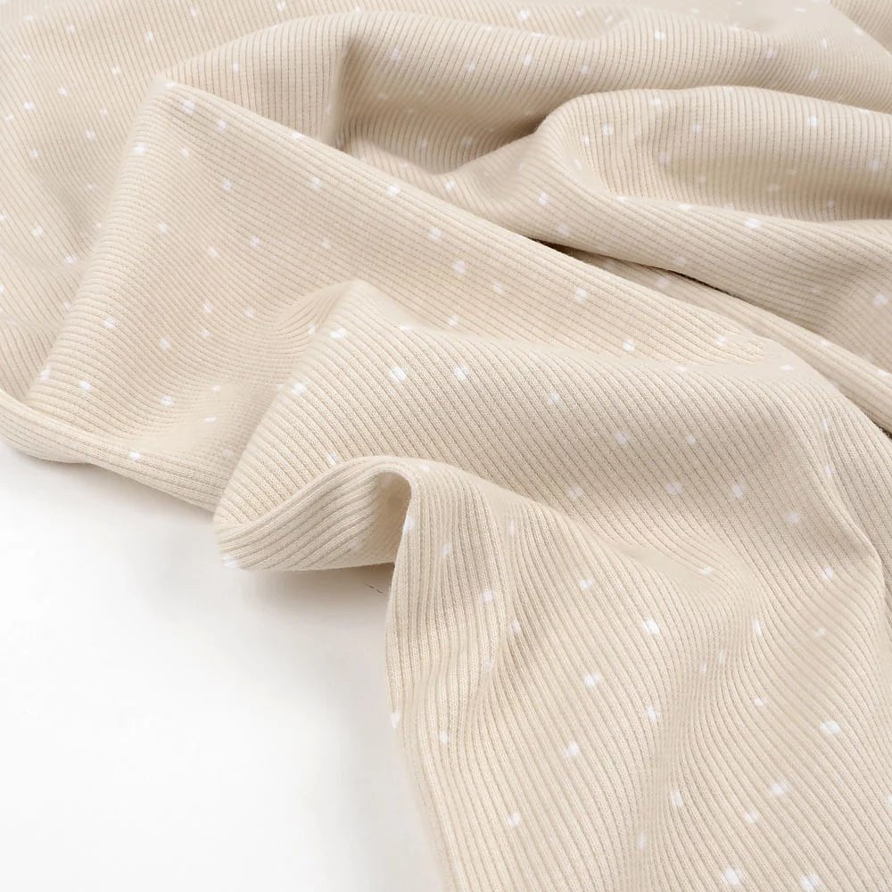 Tygdrömmar Bio Ribjersey Spots Sand - Würfel & Mütze