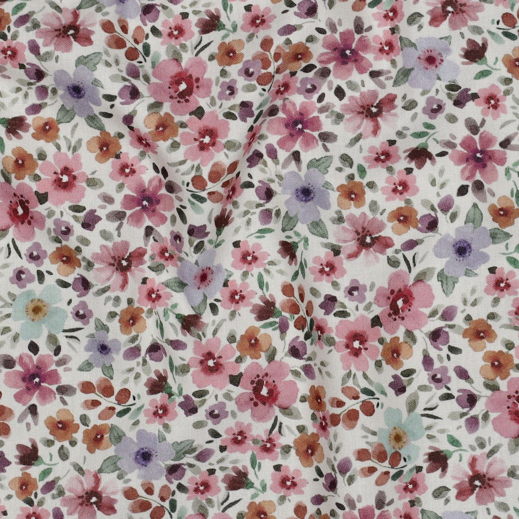Popeline - Fine Flowers White