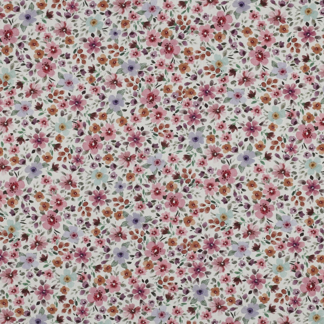Popeline - Fine Flowers White