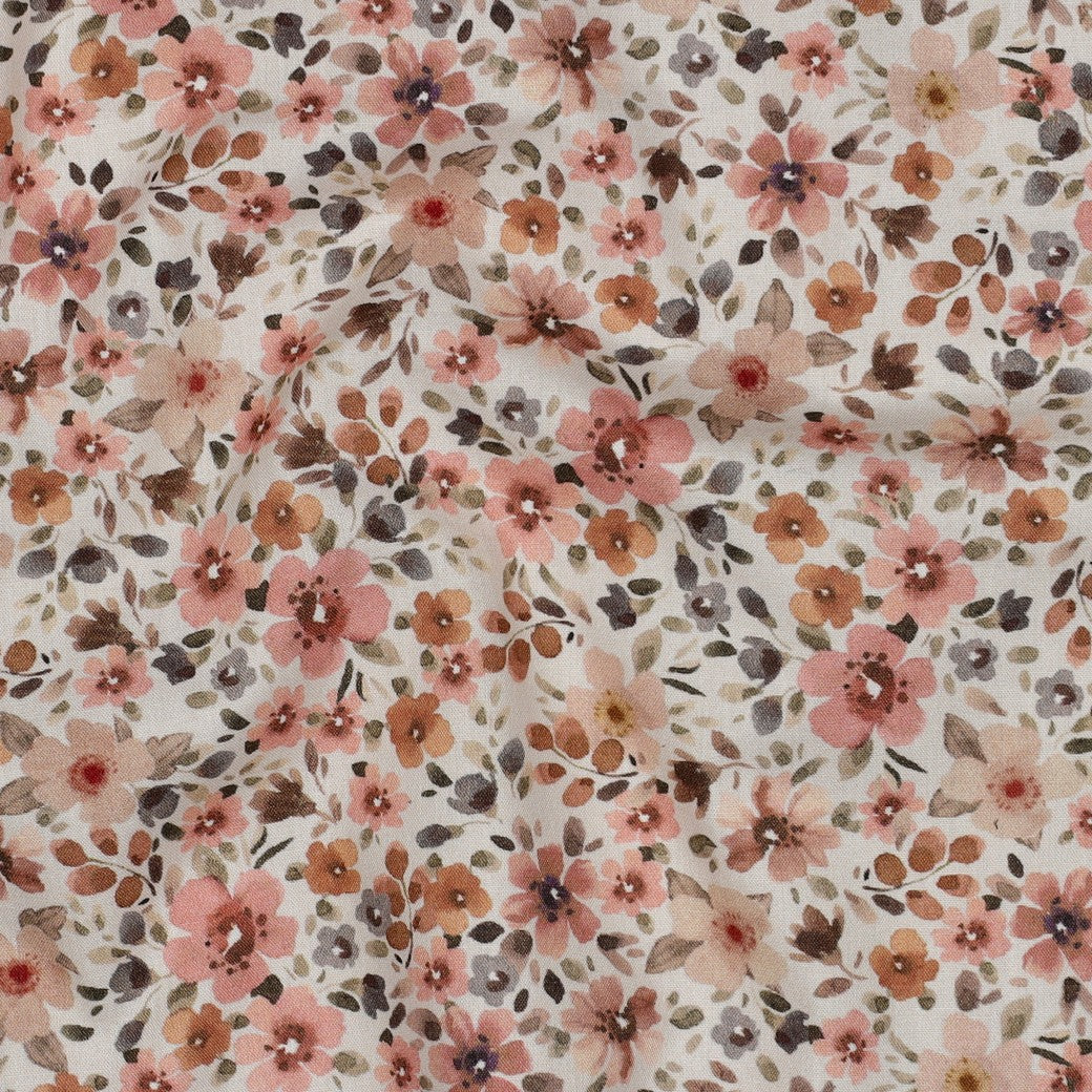 Popeline - Fine Flowers Peach