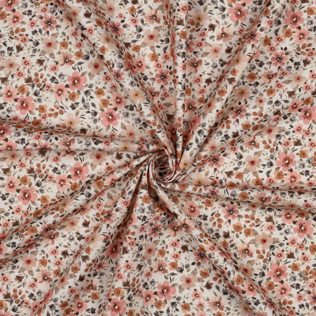 Popeline - Fine Flowers Peach