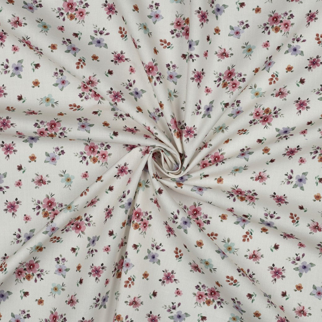 Popeline - Mini Flowers White