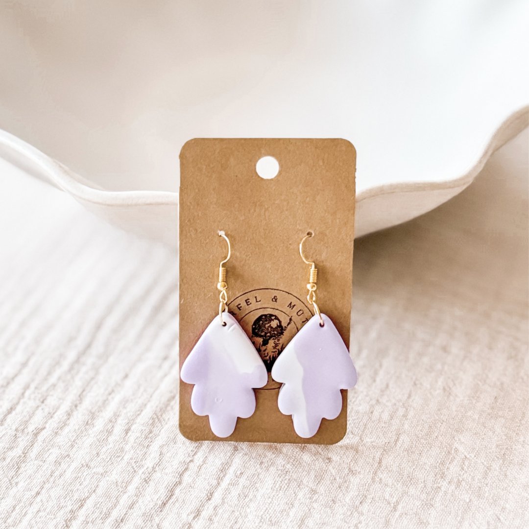 Fimo Ohrringe Malie Marmor Lila Pastell - Würfel &amp; Mütze