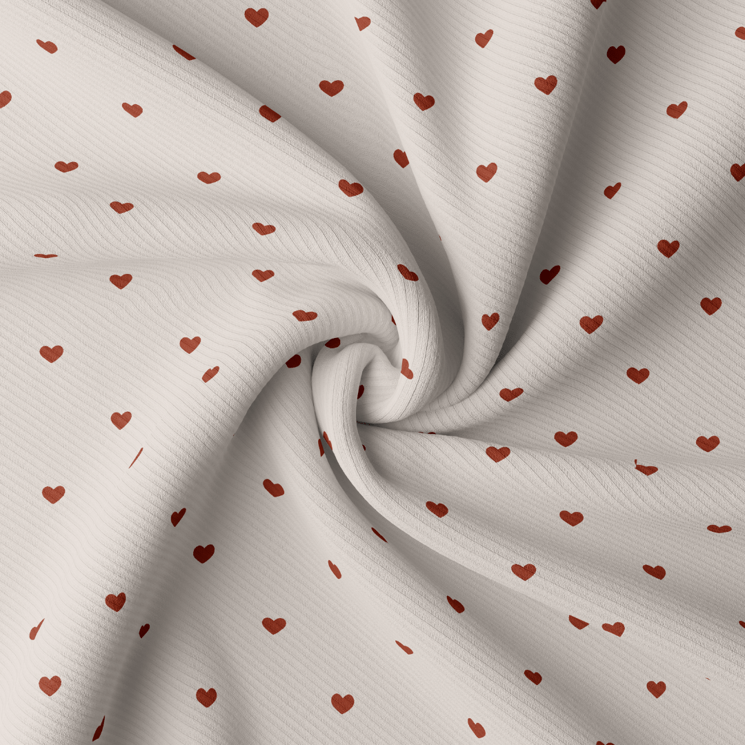 Vorbestellung Eigenproduktion Bio Ribjersey Small Hearts Rouge - Würfel &amp; Mütze