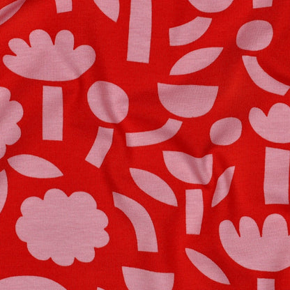 Bio Jersey Flowers Red Jennifer Bouron - Würfel &amp; Mütze
