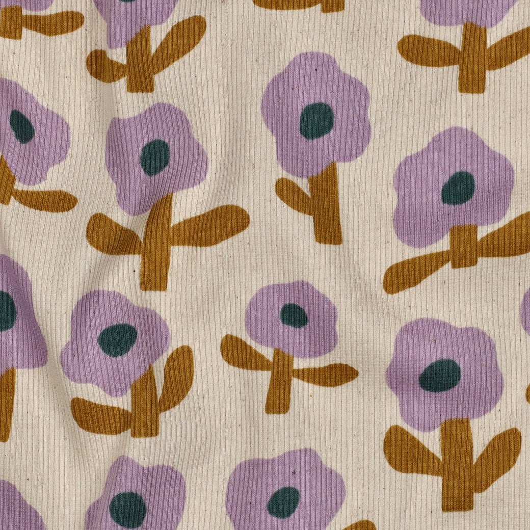Bio Ribjersey Flowers Jennifer Bouron - Würfel &amp; Mütze