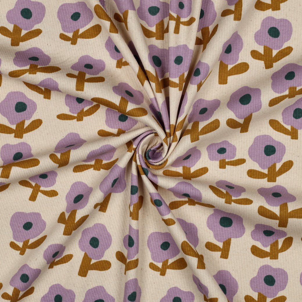 Bio Ribjersey Flowers Jennifer Bouron - Würfel &amp; Mütze