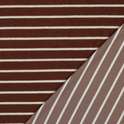 Frotteestoff Stretch Stripes Camel x Ecru - Würfel &amp; Mütze