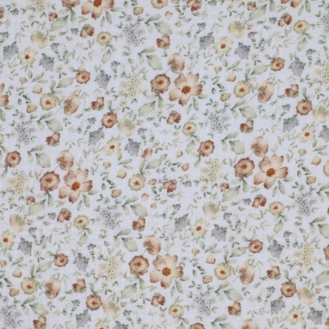 Musselin Pretty Flowers Olive - Würfel &amp; Mütze