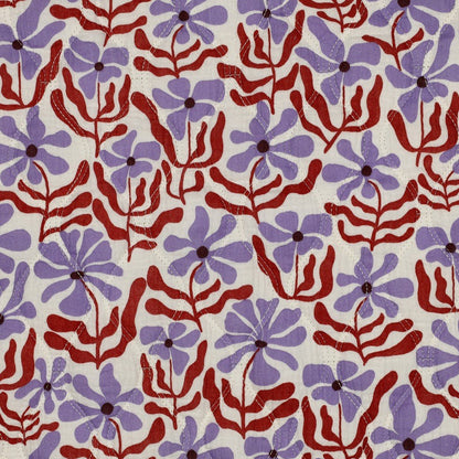 Musselin Quilted Flowers Lila x Rost - Würfel &amp; Mütze