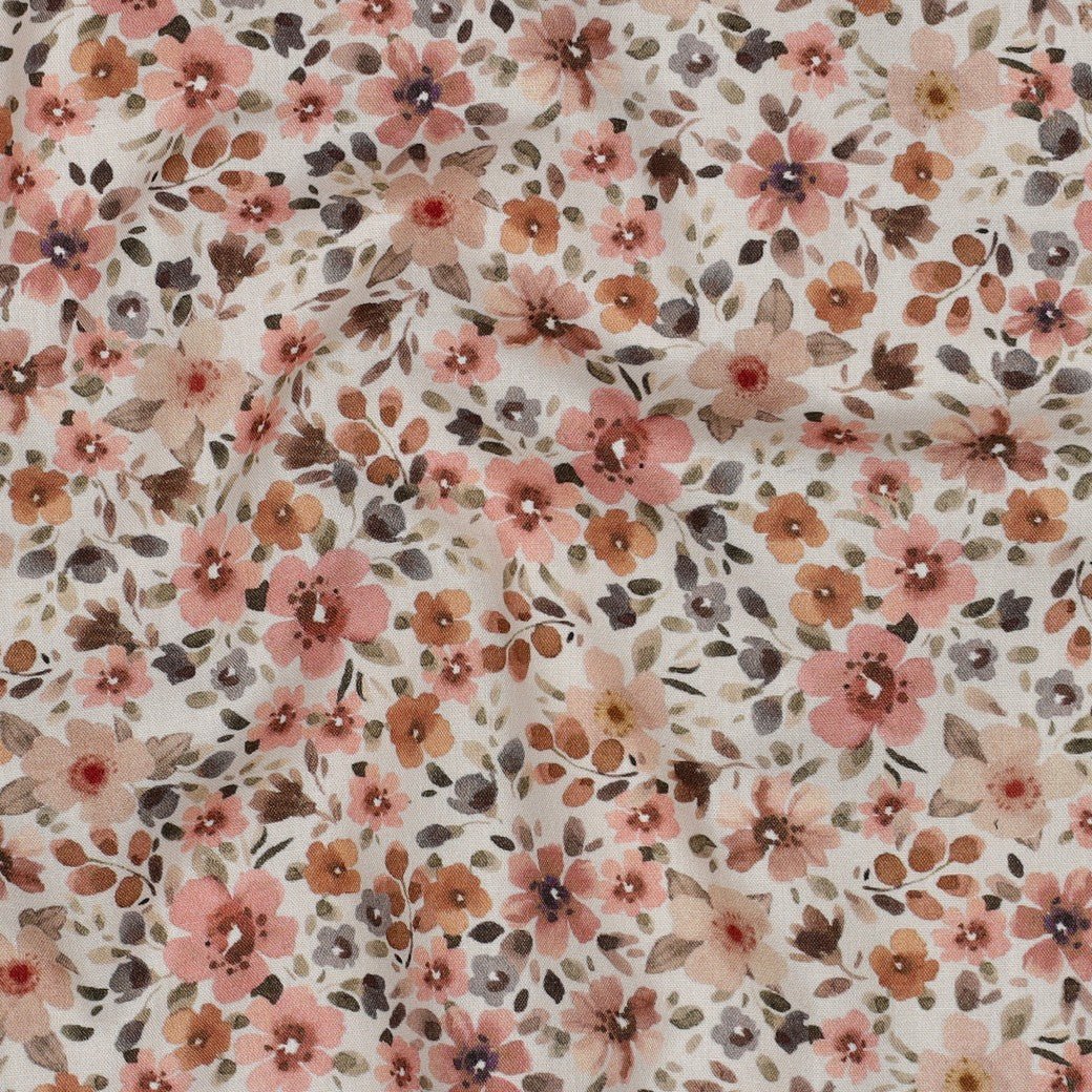 Popeline - Fine Flowers Peach - Würfel &amp; Mütze