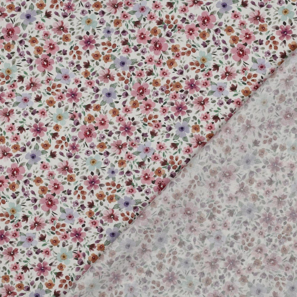 Popeline - Fine Flowers White - Würfel &amp; Mütze