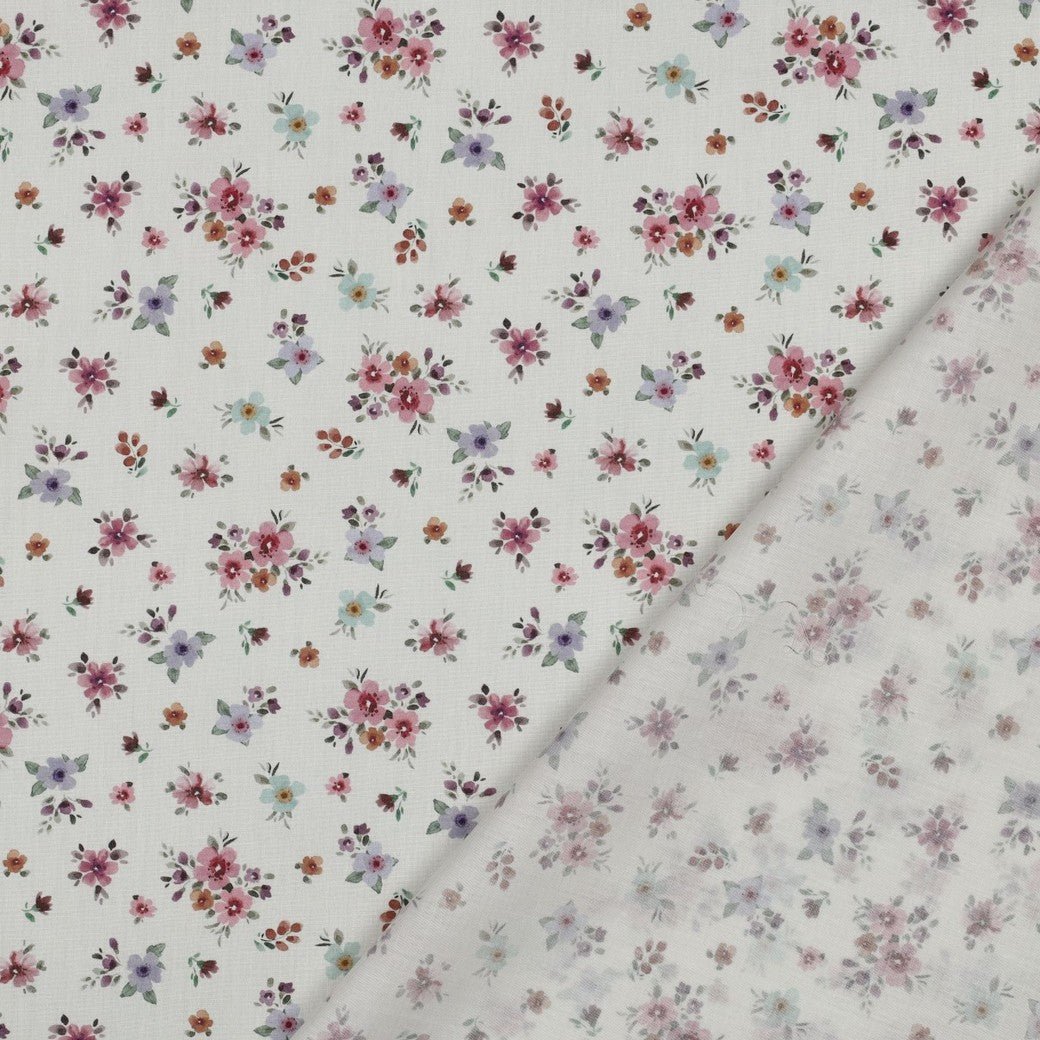 Popeline - Mini Flowers White - Würfel &amp; Mütze
