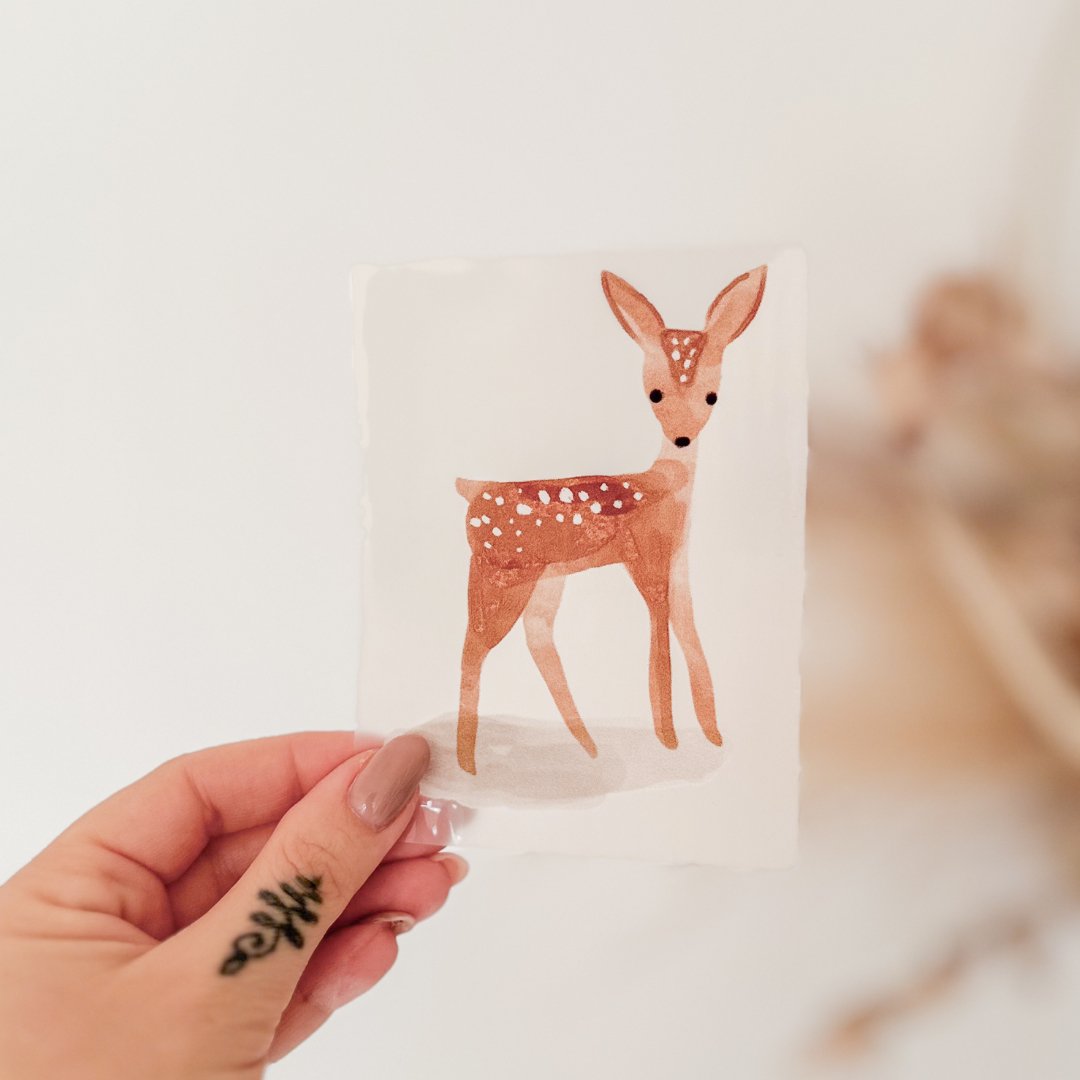 Eigenproduktion Bügelbild &quot;Melanie das Reh“ - Würfel &amp; Mütze