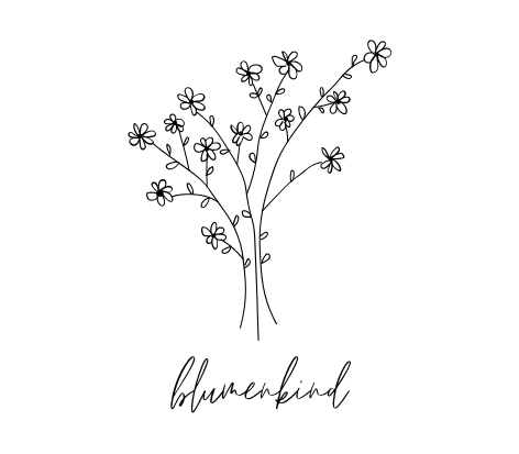 Eigenproduktion Label &quot;Blumenkind&quot; - Würfel &amp; Mütze