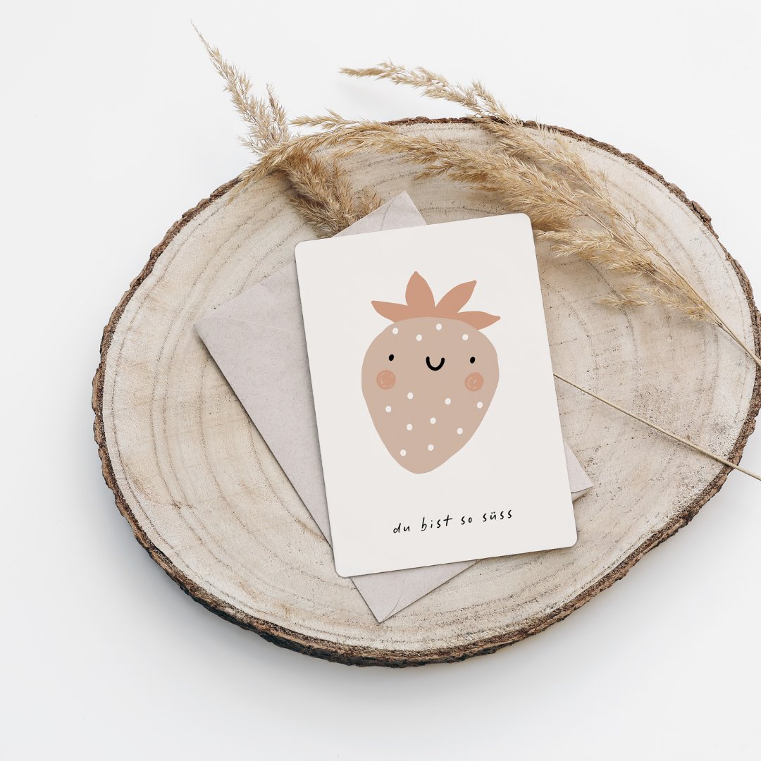 Eigenproduktion Postkarte &quot;Du bist süss&quot; - Würfel &amp; Mütze