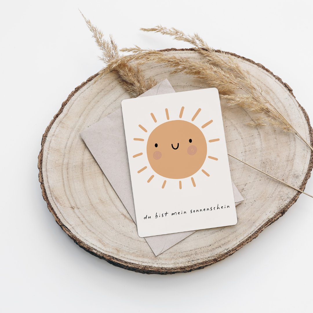 Eigenproduktion Postkarte "Sonnenschein" - Würfel & Mütze